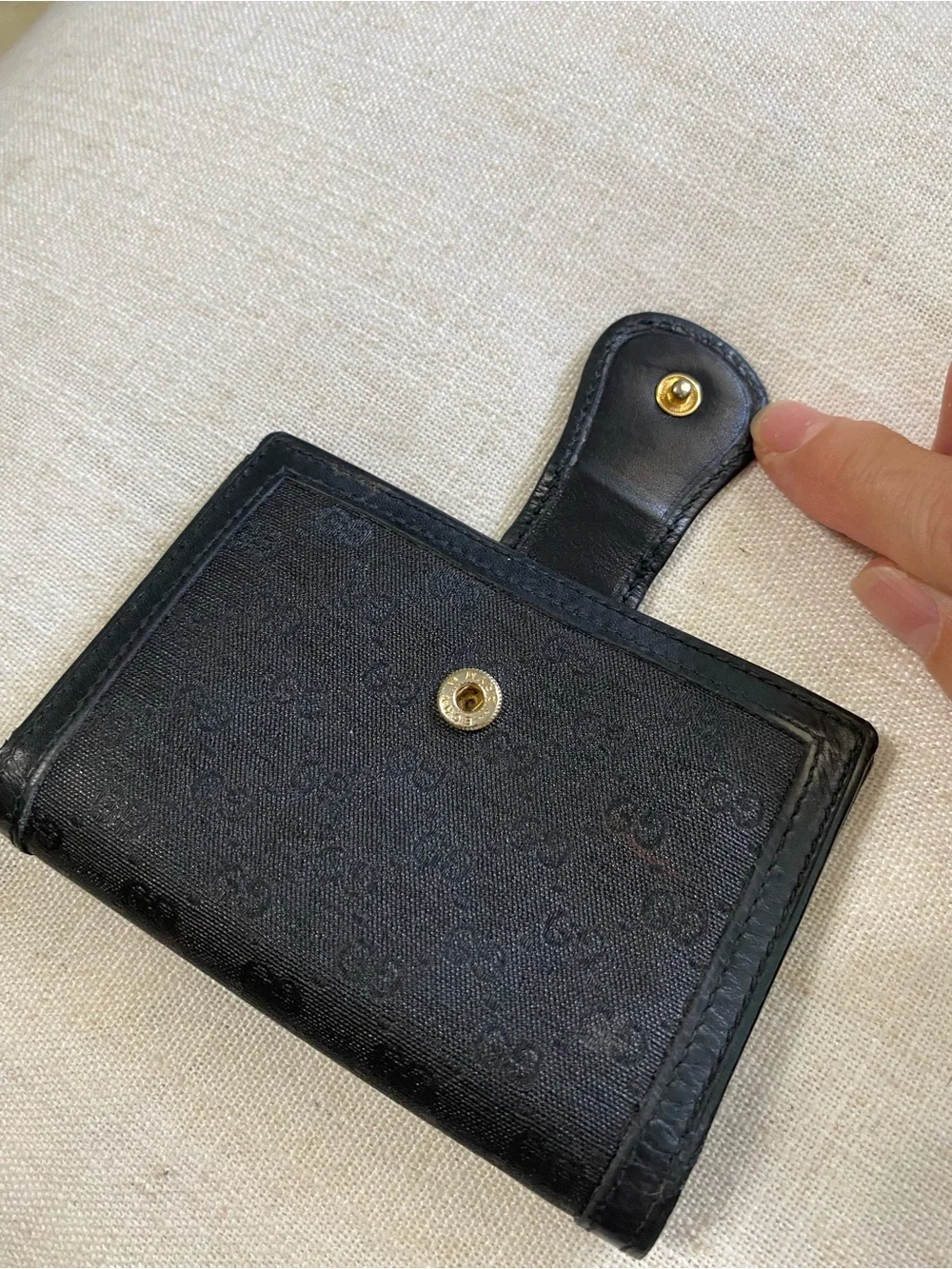 Vintage Gucci Trifold Wallet Card Holder Micro GG Black